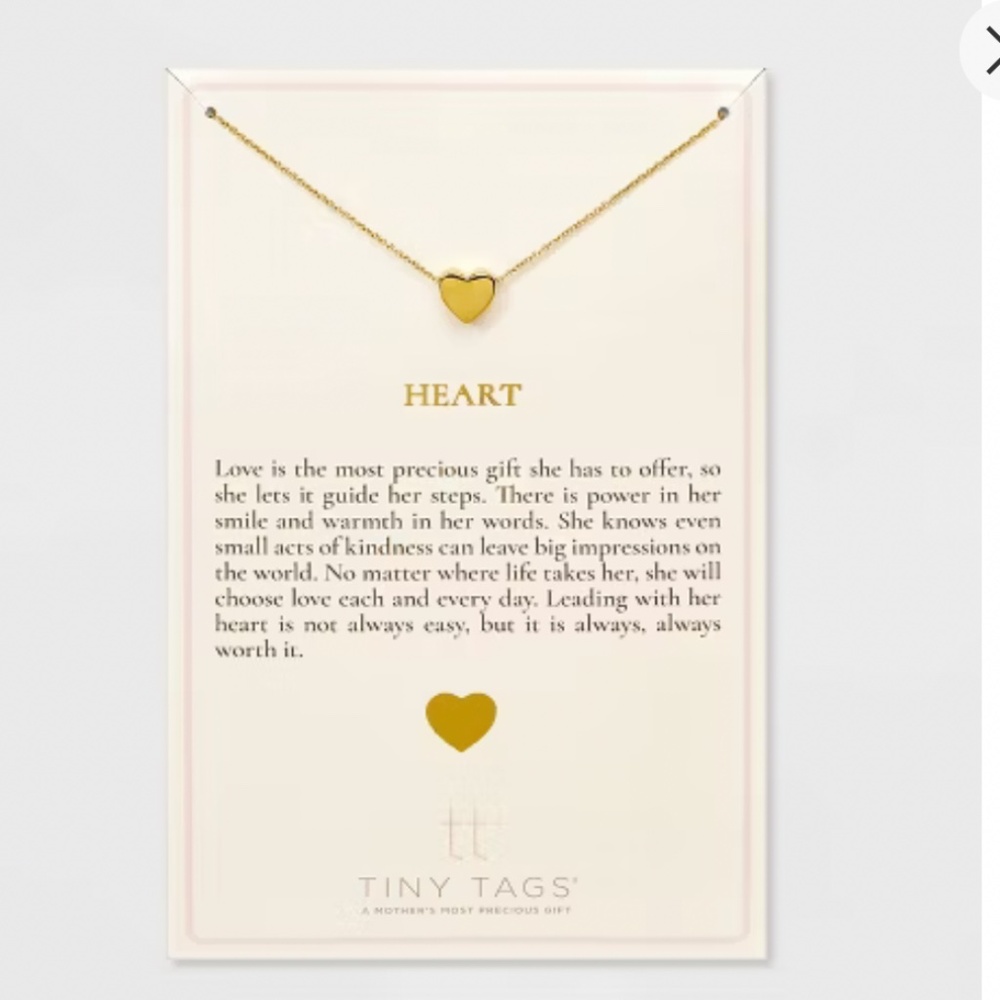 Tiny Tags 14K Gold Ion Plated Valentines Heart Chain Necklace - Gold